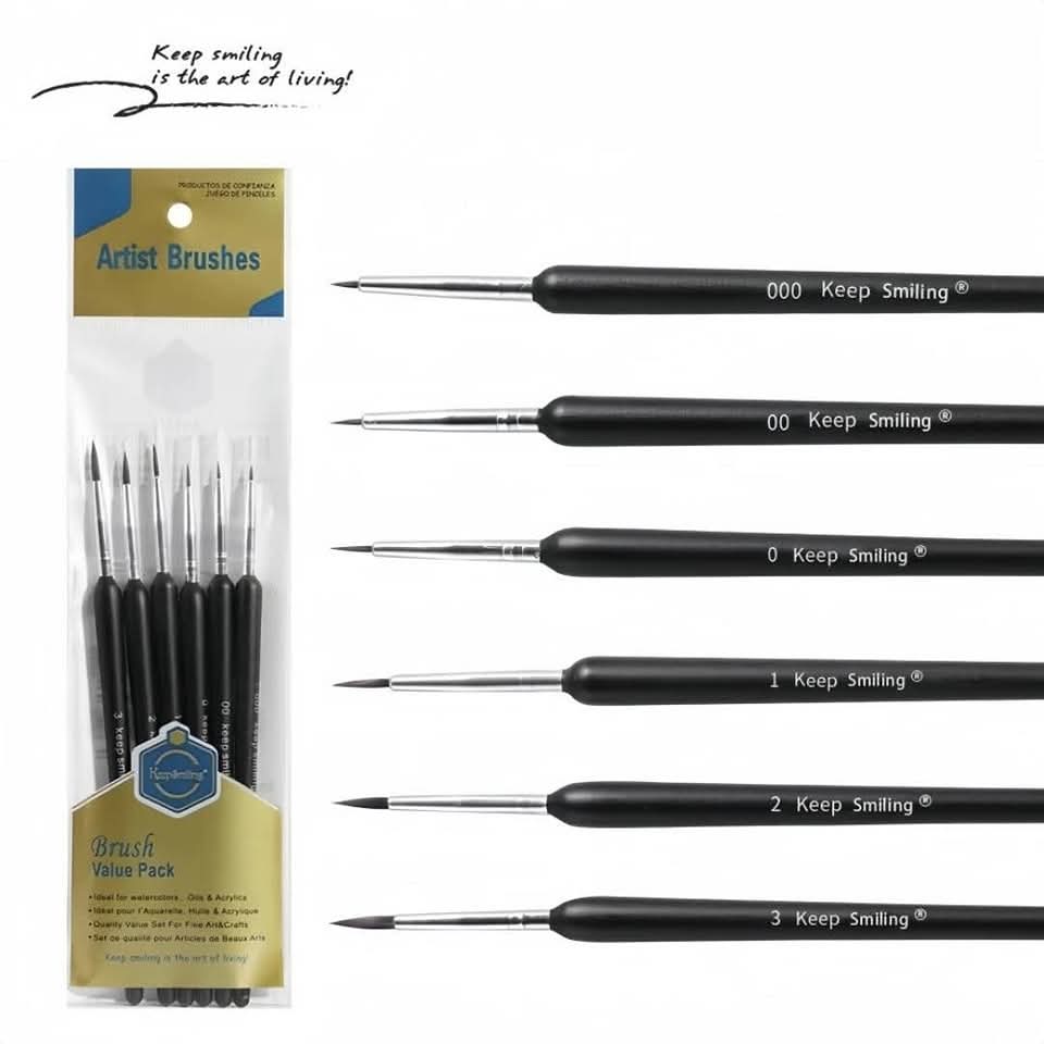 Keep Smiling 6 pcs Set Liner Brush Fine Detailing Paint Brush for Painting