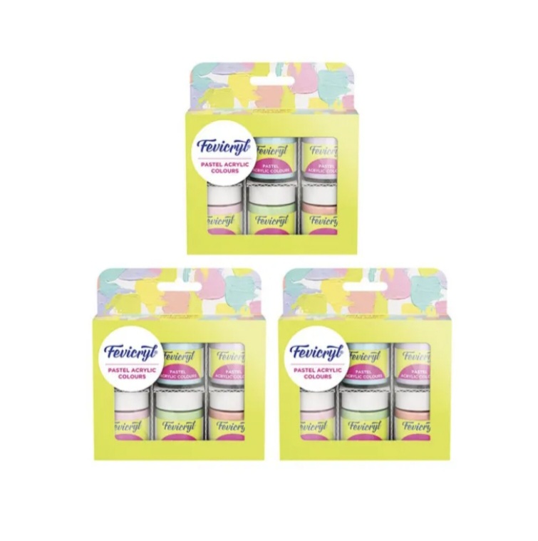 Fevicryl Multi Surface Pastel Acrylic Colours Kit 6 Shades X 15Ml | Ideal For Wood, Glass, Canvas, Metal, Plastic, Mould It | For Hobbyists, Artists, Diy Art And Craft