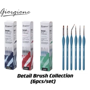 Giorgione 6 pcs Nylon Hair Wooden Handle Detailed Paint Brushes set