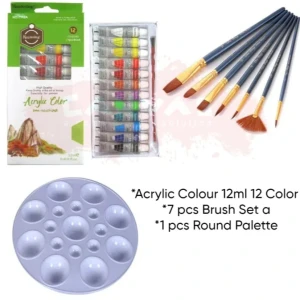 Acrylic paint 12ml/brush 7peace and 1peace plate /combo pack.