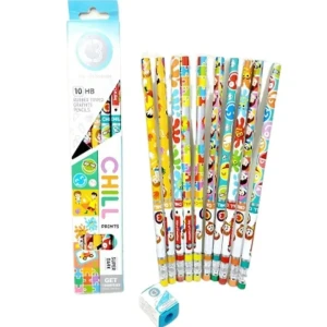 Doms 10 pcs Chill Super Dark HB Rubber Tipped Graphite Pencils with Sharper